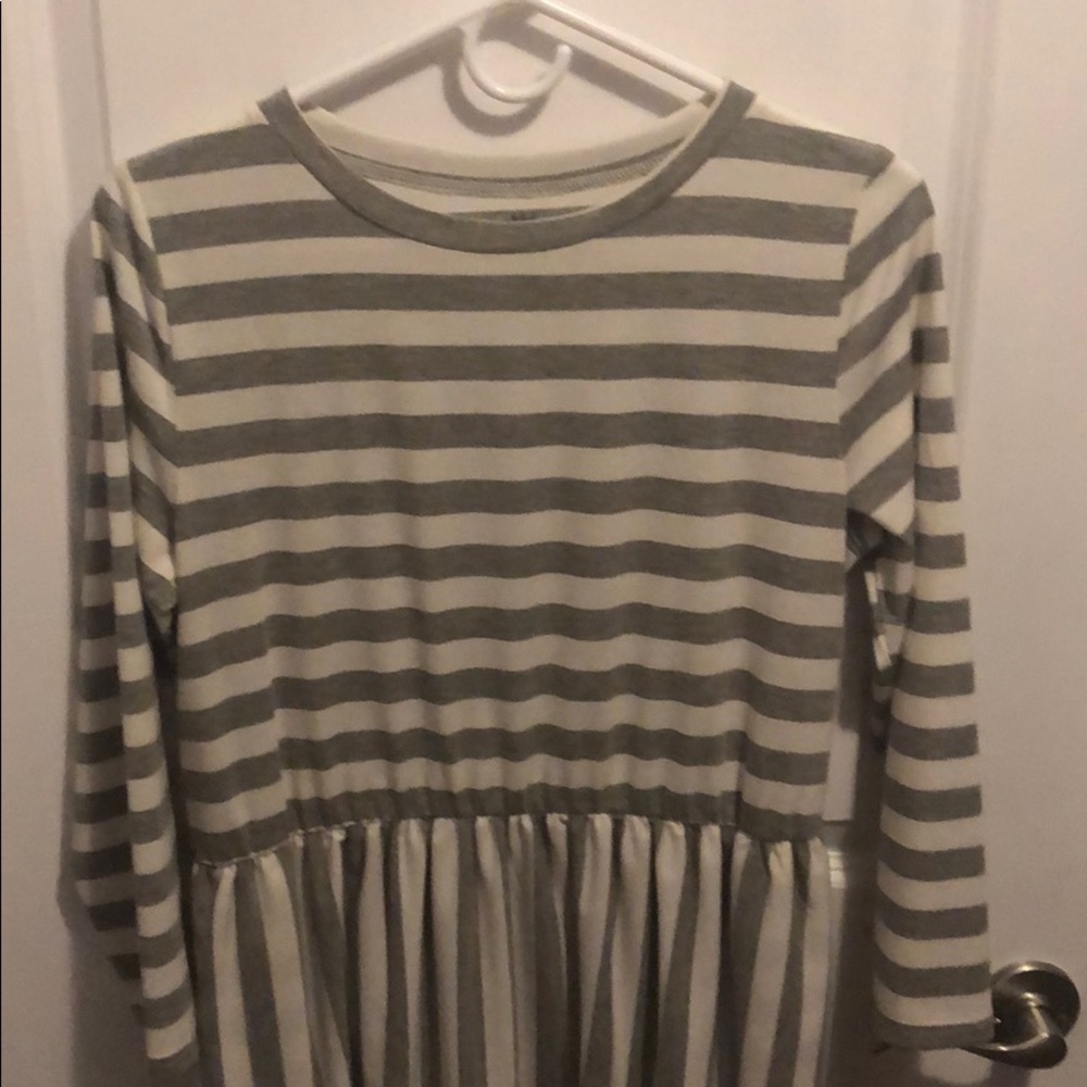 Grey/White Striped Dress fits small.